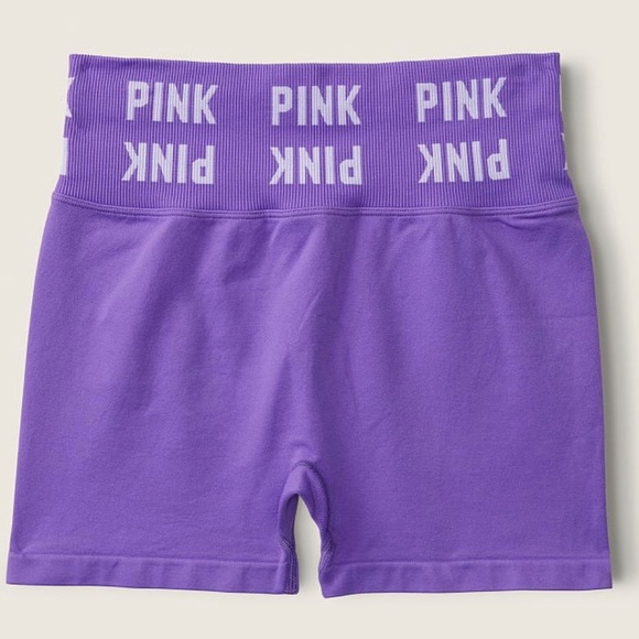 VS Pink seamless 3” high waist shorties & matching seamless scoop neck sport bra - Picture 5 of 12